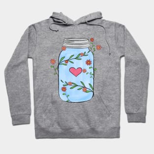 Mason Jar With Flowers, Leaves and a Heart Hoodie